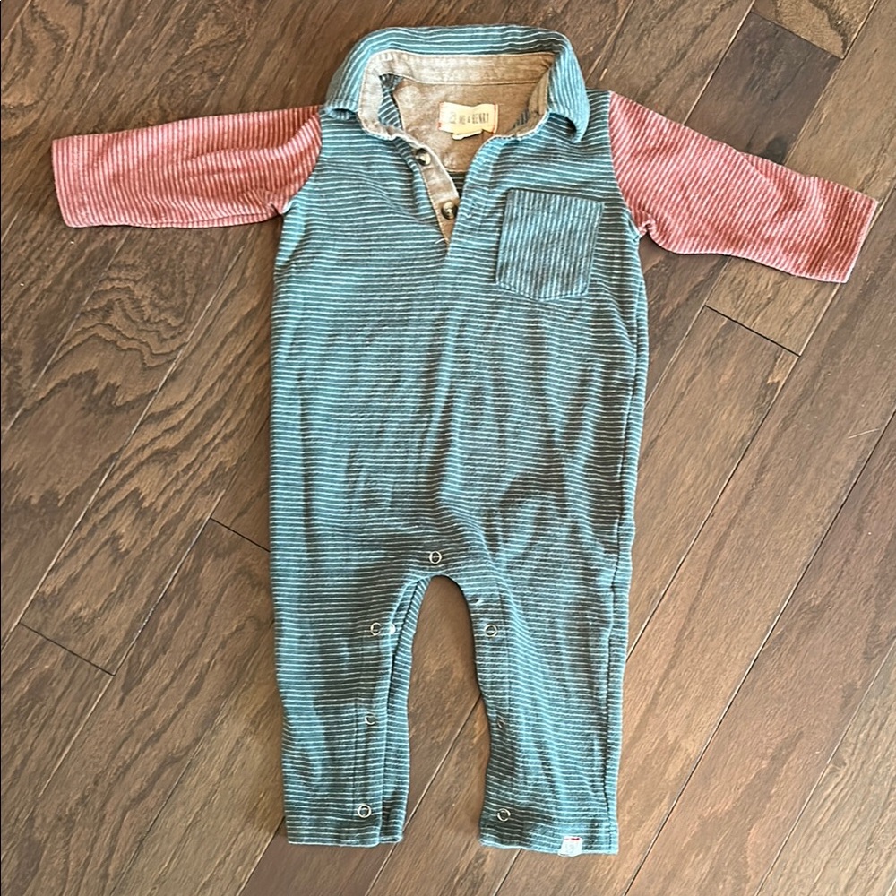 Me & Henry One Piece with Striped Sleeves